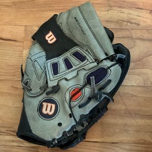 Wilson 9” EZ Catch 325 gray black vegan t-ball baseball mitt glove 9 inch VGUC